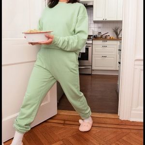 SOLD - Girlfriend Collective Sweatsuit Set - Pistachio